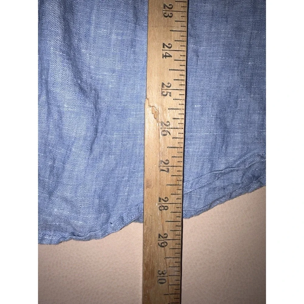 J. Crew Baird McNutt Irish Linen Solid Short Sleeve Large Classic Fit Blue